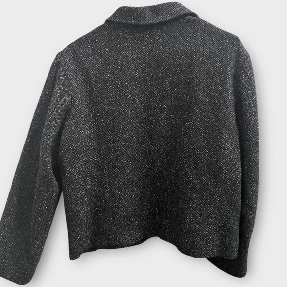 Vintage Talbots Herringbone Tweed Zip Jacket. blue black wool silk blazer zipper - Picture 11 of 12